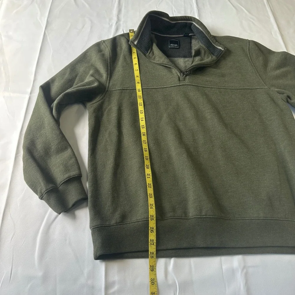 Arrow USA 1851 Mens Large Olive Green Heather Quarter Zip Pullover Sweatshirt